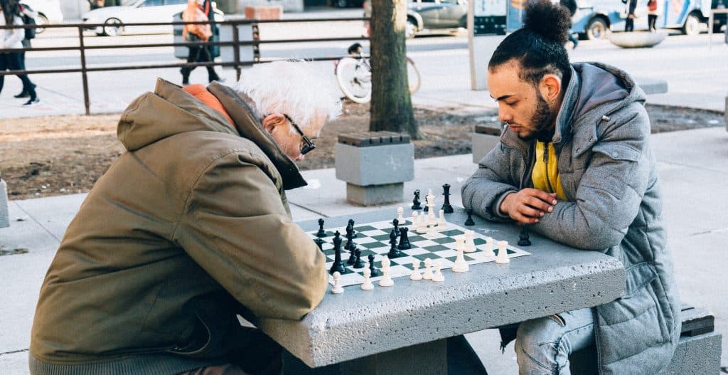 Two men playing a game of chess